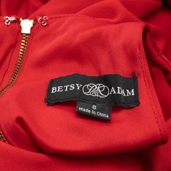 Betsy & Adam Arielle Scuba Crepe Ruffle Slit Gown - Picture 3 of 11